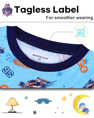 Image of DAUGHTER QUEEN Boys Pajamas 4 Pieces Long Set 100% Cotton Sleepwear Size 18 Months-12 Years
