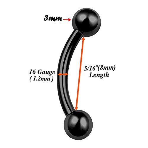Bodyjewellery 2Pcs 16G Curve Barbell Black Titanium Conch Cartilage Bar Stud Eyebrow Tragus Earrings Lip Helix Rook Ring B2Mce #TOP1