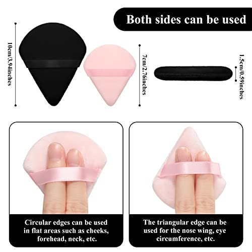 12 Pieces Triangle Powder Puff Face Makeup Cosmetic Puff For Loose Powder Soft Body Washable Reusable Foundation Sponge Mineral Powder Wet Dry Makeup Tool (Black, Pink, Large, Small) #TOP1