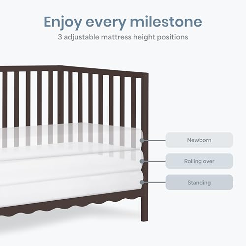 Image of Dream On Me Synergy Wave 5-in-1 Convertible Full Size Baby Crib, Chocolate