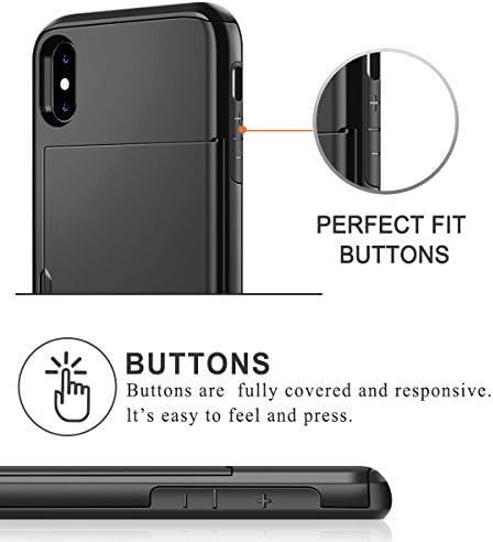 Coolden Armor Shockproof Case for iPhone XS Max Wallet Case Cover Protective Case Heavy Duty Hard Back Soft Bumper Phone Case Card Holder Slot Wallet Case Cover for iPhone XS Max 6.5 inch (Black)
