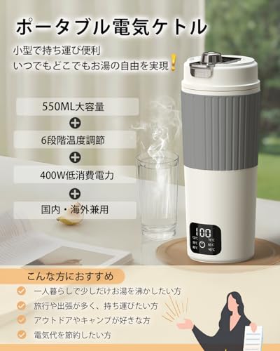 Aliliy Aliliy 電気ケトル ポータブル トラベルケトル 550ml大容量 LW-K22A の商品画像 1