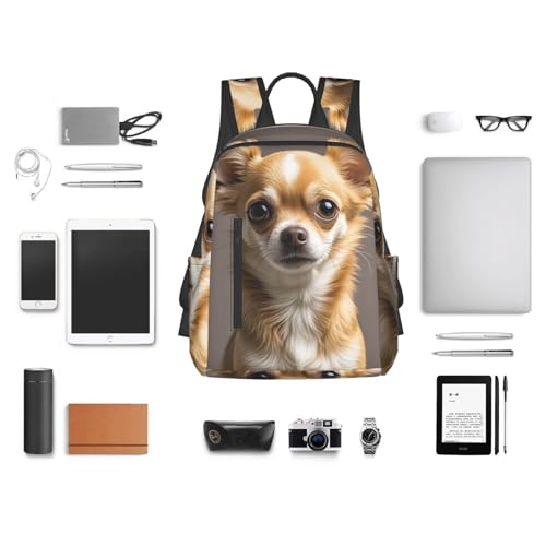 Backpack 14.7 inch Lightweight Large Bookbag Cute chihuahua Daypack for Travel Office Work4