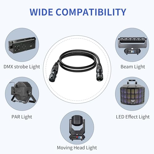 Image of SMALL-EYE 5 Pin DMX Cables 10 ft 6 Pack, 4-Core Male to Female | 116Ω Optimized Impedance, Stable Signal Transmission, Reliable Connector Fit, Professional Lighting Systems