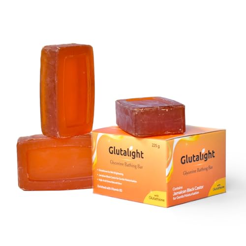Glutalight Glycerin Soap| Glutathione | Kojic acid soap – Pack of 3 | Skin Brightening & Lightening Soap | With goodness of Black Castor| Bath Soap | Both for Men & Women