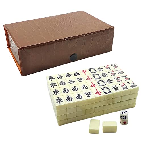 Yajexun Fichas De Mahjong, Mini Juego De Mahjong Chino, Juego De Mah Jong Chino Tradicional, 144 PCS Mini Baldosas Blancas Grabadas, Mahjong De Viaje Portátil para Familiar, Regalos De Estilo Chino