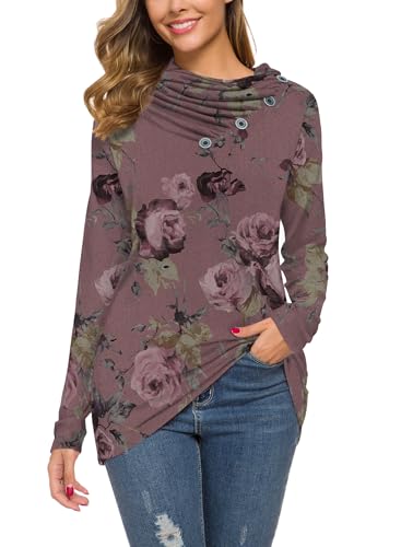 Image of WEACZZY Women's Long Sleeve Shirts Button Cowl Neck Casual Loose Tunic Tops Blouse Dressy Fashion 2026