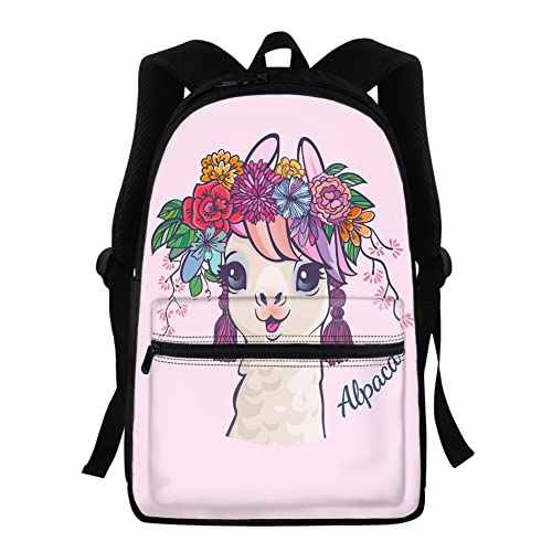 Sac à dos d'école imperméable et résistant 40,6 cm motif Lama floral