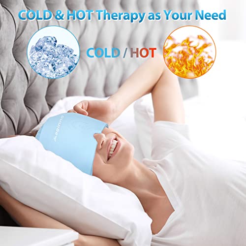 Head Ice Pack Cap,Ice Hat For Head,Head Ice Pack For Wrap,Cold & Hot 360 Degree Compression Reusable Stretchable Flexible Gel Ice Pack For Head (Ice Blue) #TOP3