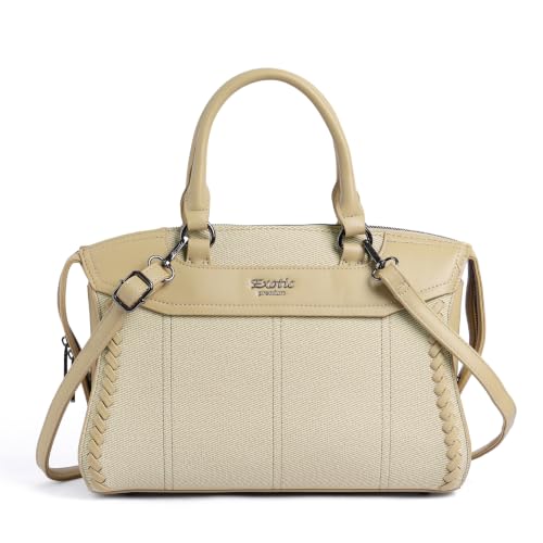 Image of EXOTIC Premium Celeste Tubular Handle Satchel Handbag for Women with Detachable & Adjustable Sling Strap | Spacious Structured Shoulder Bag | Spacious Structured