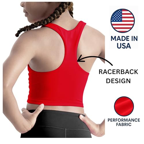 Image of Beat Street Girls Tank Tops - 2 Pack Double Lined Racerback Sleeveless Yoga Dance Crop Top - Made in USA