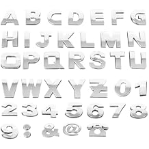HZEL Car Letters Emblem, 40PCS 3D Number Symbol Vehicle Badge Decal, Weatherproof Adhesive Logo Automotive Side Rear Trunk Outdoor Wall Sticker Decor Accessories, Universal Fit