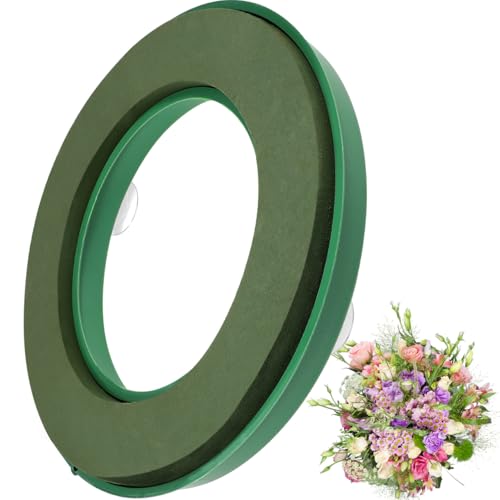 COHEALI Ring Sucker Wet Floral Foam Wreath 11.2 inches Wet Funeral Wedding Floral Foam Ring car Front Dried Plastic Artificial Flowers