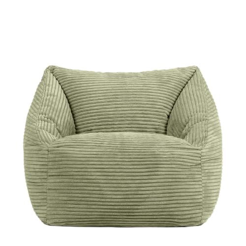 Icon Natalia Cord Sitzsack Kinder Sessel mit Füllung, Grün