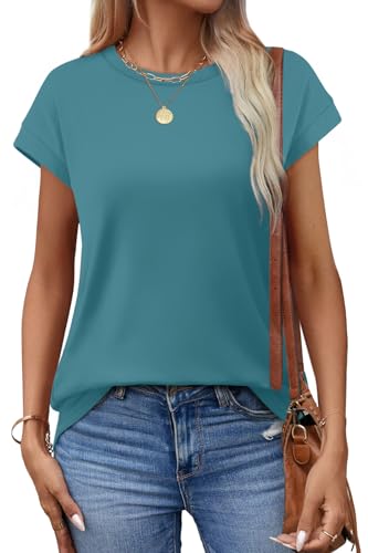 Image of Alaroo Womens Summer Tops Short Sleeve Shirts Crew Neck Cute Trendy Tunic Blouses (S-3XL)