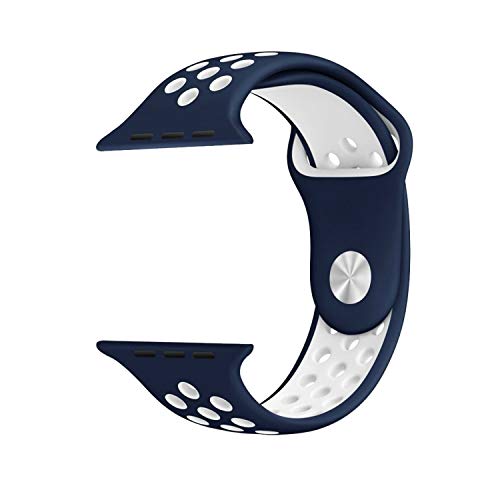 Pulseira NK Sport compatível com Apple Watch 45mm 44mm 42mm - Marca LTIMPORTS (Azul Marinho com Bran