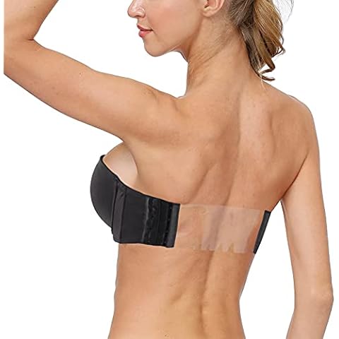 Plusexy Women's Strapless Clear Back Strap Convertible Backless Underwire Support Bra for Wedding Black 36C Cover