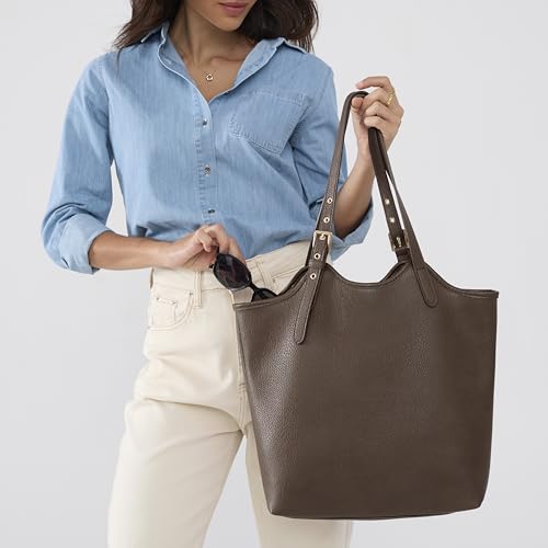 Image of HOXIS Tote Bag for Women with Adjustable Handles Soft Vegan Leather Shoulder Handbag for Work, Travel & Everyday Use