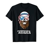 Mens Patriotic Skull Beard Murica American Flag Men 4th of July T-Shirt