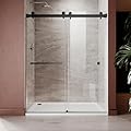 UNIKOO 61"- 65" W×76 H Frameless Stainless Steel Bypass Shower Door in Matte Black with 3/8" (10mm) Certified Tempered Clear Glass. The Royal Series UKD01-6576-MBL
