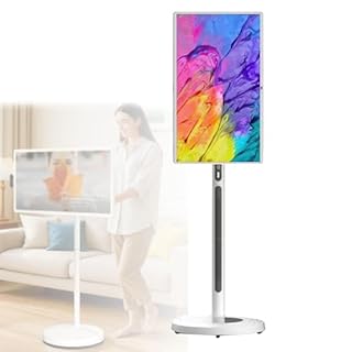 Oiyekntd Smart TV Portatile con Display Touchscreen, TV Mobile su Ruote operativo Android 8G RAM + 128G di Spazio di archiviazione Batteria Integrata Batteria da 13500 mAh 32Inch