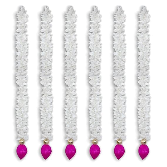 Traditional Indian Wedding Party Decoration Artificial Jasmine And Lotus String White Jasmine With Pink Lotus Buds - Style Speaks ` (5, 3 Feet)