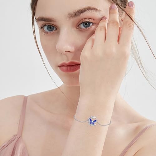 Image of Dragonfly Bracelet 925 Sterling Silver Butterfly Bracelet Adjustable Celtic Moon Bracelet Irish Celtic Jewelry Gifts for Women