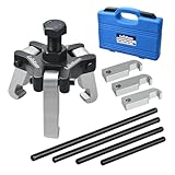 LainKeen 9 PCS Harmonic Balancer Puller Remove Extractor Kit Set Tool Adjustable Upgraded 3 Jaw Puller for Removing Harmonic Damper & Balancer Pulley Compatible with Chevy,GM,Chrysler,Cadillac,Ford