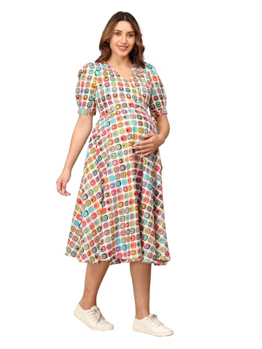 Image of The Mom Store Maternity and Nursing Wrap Dress for New Mom | Pre and Post Pregnancy Wear for Womens | Trendy Stylish Printed Friendly Dresses for Women | Comfortable