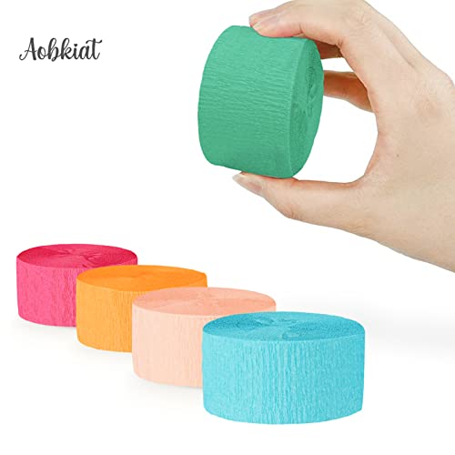 Aobkiat 5 Rolls Rainbow Streamers Crepe Paper Party Decorations Ribbon Paper For Wedding, Bachelorette Party, Birthday, Bridal/Baby Shower, Anniversary Party Backdrop Decorations #TOP3
