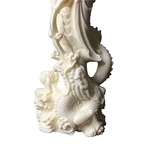 Estatua Quan Yin sobre Dragón decorativa beige miniatura 4