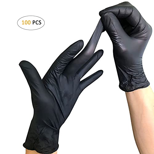 Disposable Pvc Vinyl Gloves, Youya Dental 100Pcs Disposable Vinyl Examination Gloves Powder Free Rubber Latex Free Gloves Non Sterile Ambidextrous Comfortable Industrial Black Rubber Gloves,Size L #TOP1