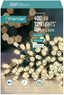 Premier 400 Warm White LED Multi Action Battery Operated With Timer Light Outdoor 40M
