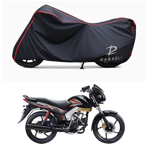 Image of Waterproof Bike Body Cover Compatible for | Mahindra Centuro Dis N | Taffeta Fabric, Red Piping Design, Bottom Elastic Fit | Dustproof, Sun UV & Rain Protection for All Bikes