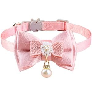 Breakaway Cat Collar, COZIRAE Bowtie Kitten Collar with Flower, Cute Kitten Collar with Tie for Girl/Boy Cat