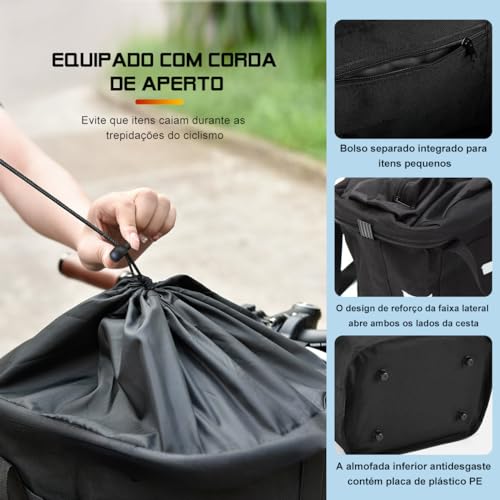 Cesta para guidão de bicicleta removível