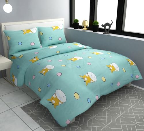 SHOVIJ Super Soft Glace Cotton Bedsheet for Double Bed (90 inch x 90 inch) for Kids with 2 Pillow Covers - Green (B0D73W4ZM8) Amazon Price History, Amazon Price Tracker
