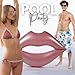 Giant Pink Lips Pool Float – 43.3 x 31.5 Inch Adult Water Lounger Large Pool Float Inflatable Big Mouth Print Floating Row Water Toy Rest Swimming