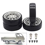 4Pcs Vgoohobby Hard Plastic RC Car Drift Tires Wheel Rim with 2Pcs 5mm Metal Hub Hex Adapter Coupling Compatible with WPL D12 1/10 RC Car (Silver)