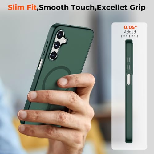 Image of SUPFINE Magnetic for Samsung Galaxy A16 5G Case with Screen Protector, (Built-in Magnets) (Military Grade Drop Protection) Slim Translucent Shockproof Phone Case,Forest Green