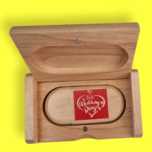 Walnut Wood usb memory stick flash drive 16GB USB Box Wedding Party Photos Engraved Our Wedding Story (Style 6) - Image 2