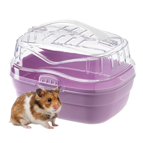 Ferplast Trasportino per criceti e altri piccoli roditori ALADINO SMALL Gabbietta da viaggio per piccoli animali roditori criceti, Plastica resistente, Fondo colorato con coperchio trasparente, Fessure di ventilazione, Comoda maniglia, Chiusura sicura, 20 x 16 x h 13,5 cm Fucsia