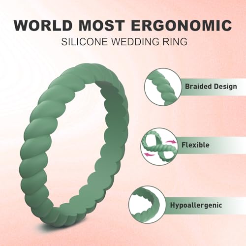 Image of Egnaro Women's Silicone Anniversary Rings, 2.5mm Wide 1.8mm Thick Stackable Rubber Wedding Band, Thin Stylish Comfort Fit Silicone Ring for Nurse, Workout, Work, Pregnancy, Travel, Daily Gift