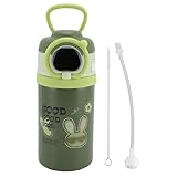 LIYJTK Taza aislada inteligente, botella aislada a prueba de fugas con pajita ponderada para exteriores (Verde)