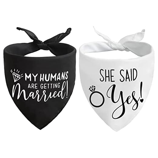 Engagement Gift, My Humans are Getting Married She Said Yes Dog Bandana, Engagement Announcement Dog Bandana, Dog Wedding Bandana, Engagement Photo Prop, Pet Scarf, Pet Accessories (Black+White)