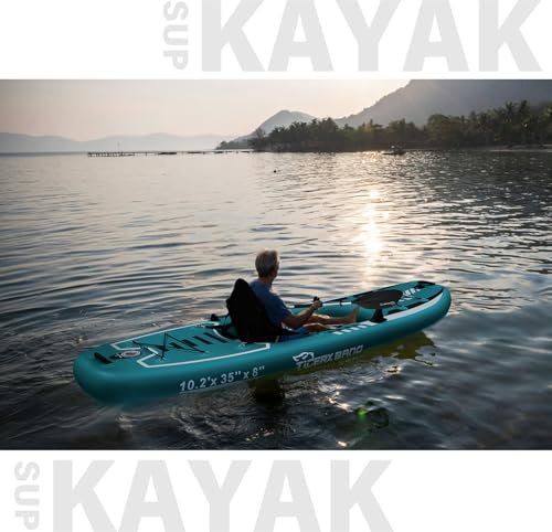 TIGERXBANG 10.2'x35''x8'' Inflatable Kayak with Detachable Seat, SUP-Kayak Set Includes Hand Pump/Aluminum Oar/Backpack, Boat for Adults/Youth | for Fishing, Touring - Image 5
