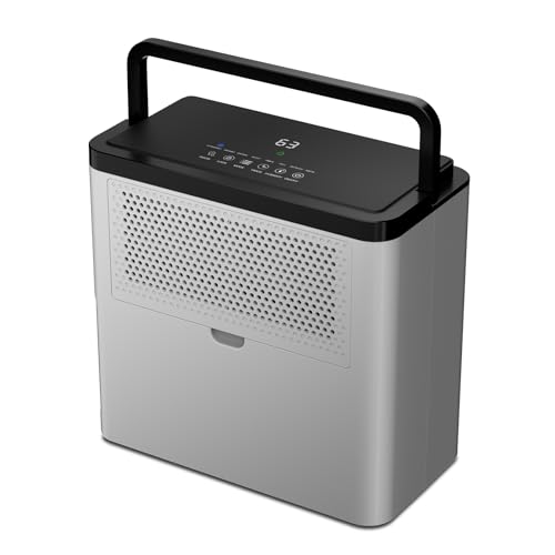 20-30 Pints Home Dehumidifier for Bedroom, Basement with Drain Hose, Reusable Filter,Auto Shut for 1,500 Sq. Ft. Large Room, Bathroom Grey