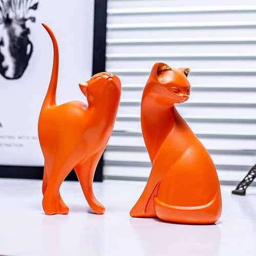 Sculpture chat abstraite en résine haute qualité finition satinée - 4