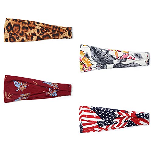 TRGCJGH Bandeaux Bandeaux D'entraînement pour La Tête des Femmes Bandeaux De Sport pour Les Cheveux des Femmes Antidérapants Bandeau Anti-humidité pour La Course 4 Pièces,D Cover