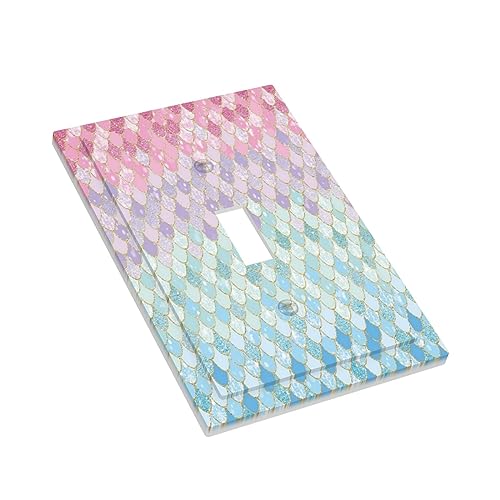 Xuejiaku XUEJIAKU0719 Colorful Mermaid Scales 1 Gang Light Switch Cover Decorative Single Toggle Wall Plate Electrical Switchplate Home Decor For Girls Bedroom Kids Baby Nursery Living Room Decorate thumb #2